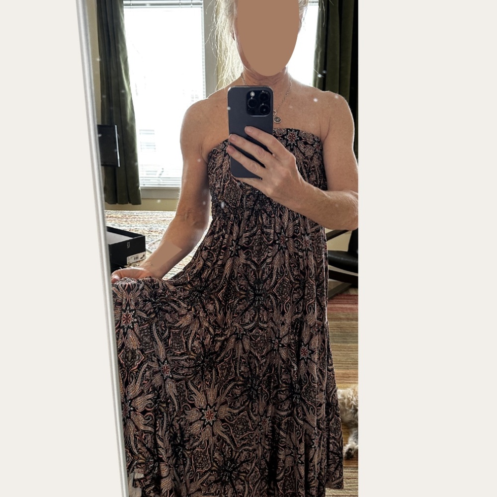 Bohemian Paisley Strapless Tube Top Dress – Flowy & Feminine – Size Small
